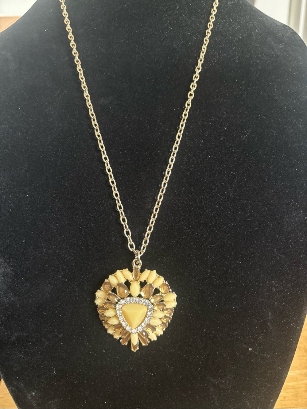 Banana Republic Gold-Tone Yellow Heart Pendant Necklace - Women Jewelry